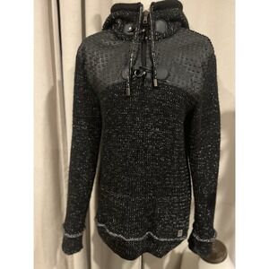 Barabas‎ Women's Quarter Zip Sweater With Hood Large